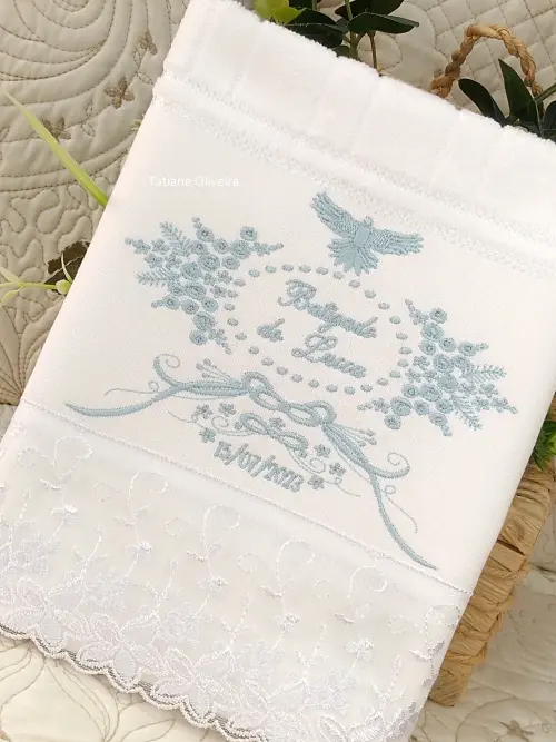 Toalha De Batizado Bordada - Toalha De Batizado Personalizada Com Nome E Data