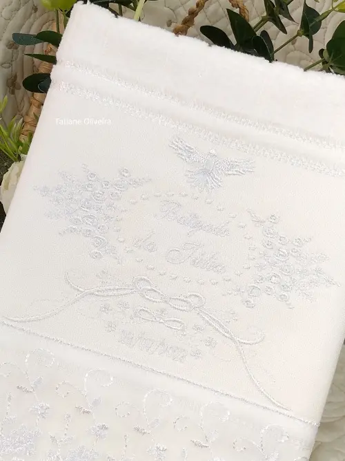 Toalha De Batizado Bordada - Toalha De Batizado Personalizada Com