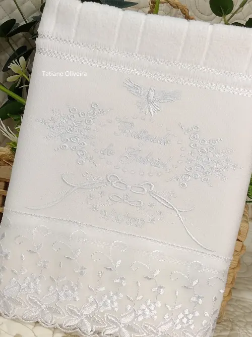 Toalha De Batizado Bordada - Toalha De Batizado Personalizada Com Nome E Data