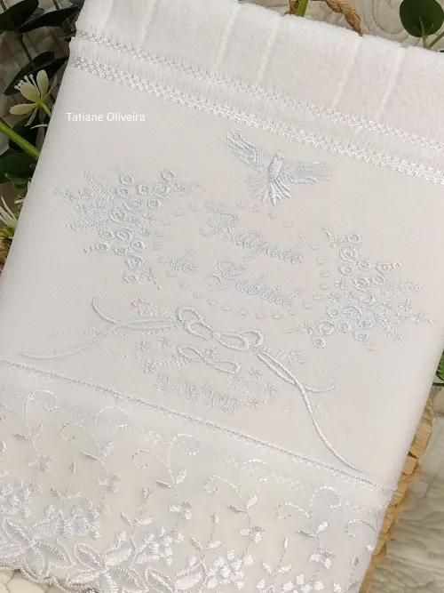 Toalha De Batizado Bordada - Toalha De Batizado Personalizada Com