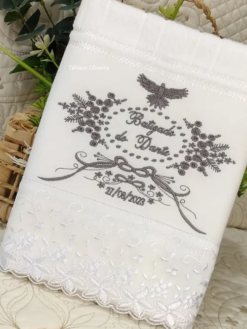 Toalha De Batizado Bordada - Toalha De Batizado Personalizada Com Nome E Data