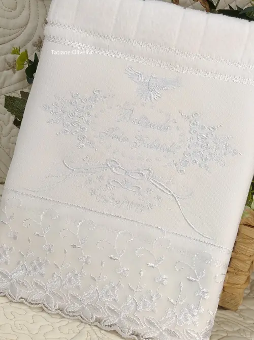 Toalha De Batizado Bordada - Toalha De Batizado Personalizada Com