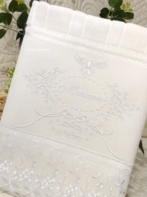 Toalha De Batizado Bordada - Toalha De Batizado Personalizada Com Nome E Data