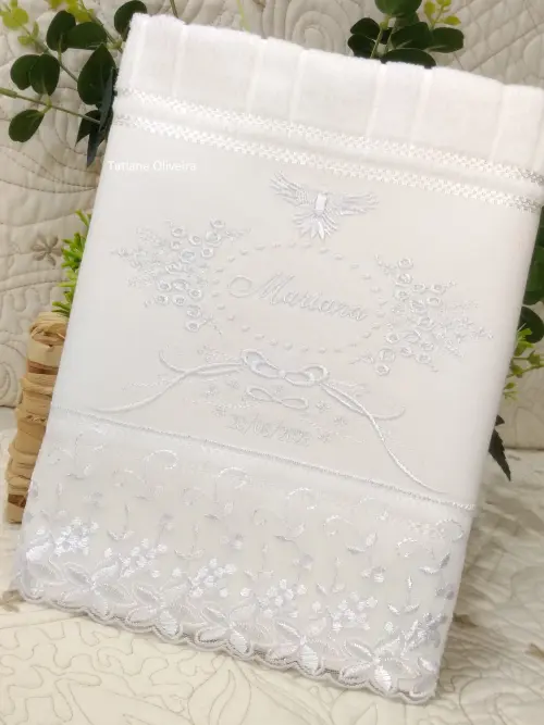 Toalha De Batizado Bordada - Toalha De Batizado Personalizada Com