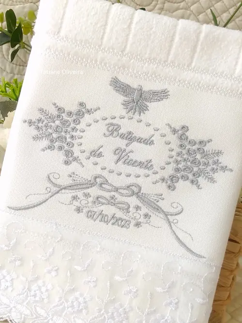 Toalha De Batizado Bordada - Toalha De Batizado Personalizada Com