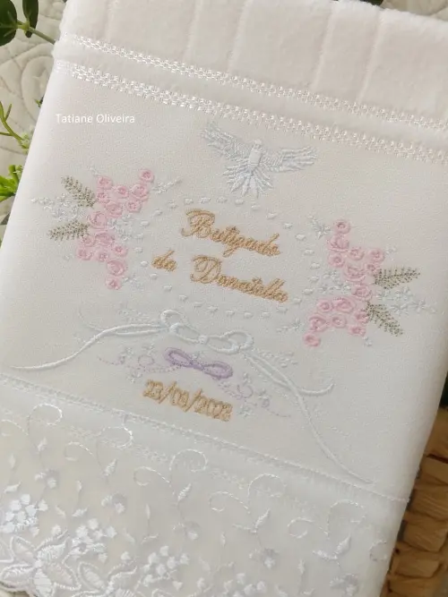 Toalha De Batizado Bordada - Toalha De Batizado Personalizada Com