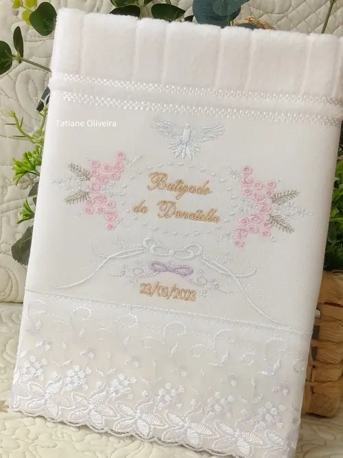 Toalha De Batizado Bordada - Toalha De Batizado Personalizada Com Nome E Data