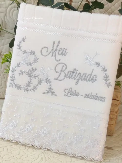 Toalha De Batizado Bordada - Toalha De Batizado Personalizada Com Nome E Data