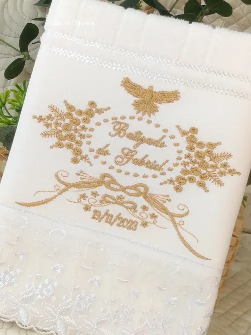 Toalha De Batizado Bordada - Toalha De Batizado Personalizada Com Nome E Data