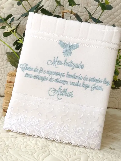 Toalha De Batizado Bordada - Toalha De Batizado Personalizada Com Nome E Mensagem