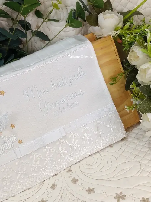 Toalha De Batizado Bordada - Toalha De Batizado Personalizada Com
