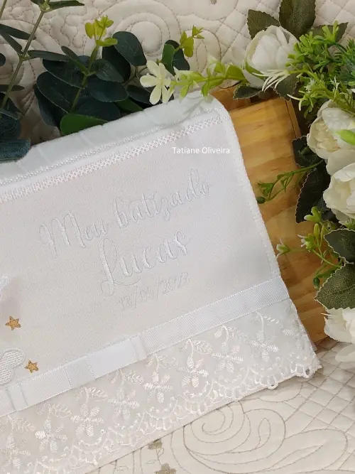 Toalha De Batizado Bordada - Toalha De Batizado Personalizada Com