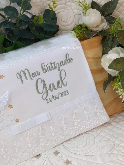 Toalha De Batizado Bordada - Toalha De Batizado Personalizada Com