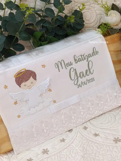 Toalha De Batizado Bordada - Toalha De Batizado Personalizada Com Nome E Data