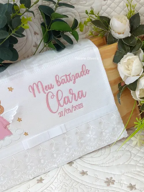 Toalha De Batizado Bordada - Toalha De Batizado Personalizada Com