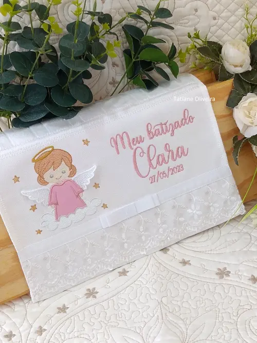 Toalha De Batizado Bordada - Toalha De Batizado Personalizada Com Nome E Data