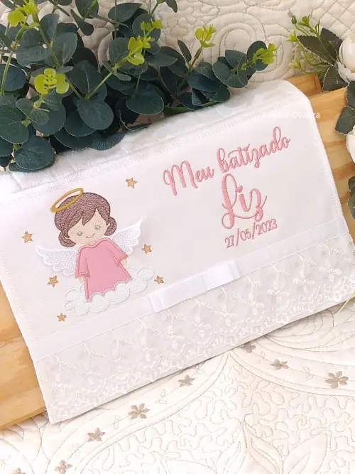 Toalha De Batizado Bordada - Toalha De Batizado Personalizada Com Nome E Data