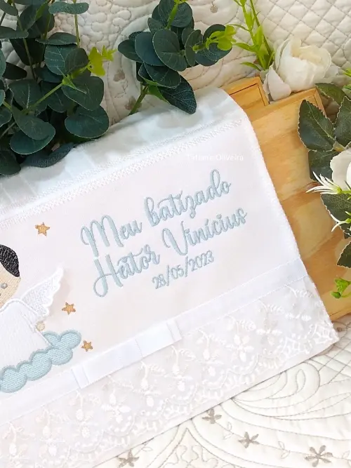 Toalha De Batizado Bordada - Toalha De Batizado Personalizada Com