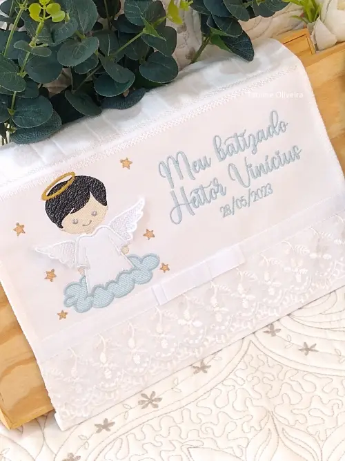 Toalha De Batizado Bordada - Toalha De Batizado Personalizada Com Nome E Data