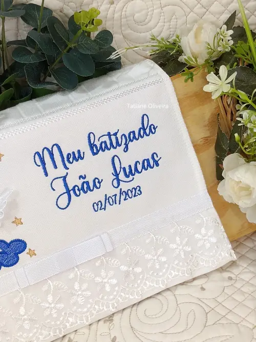 Toalha De Batizado Bordada - Toalha De Batizado Personalizada Com