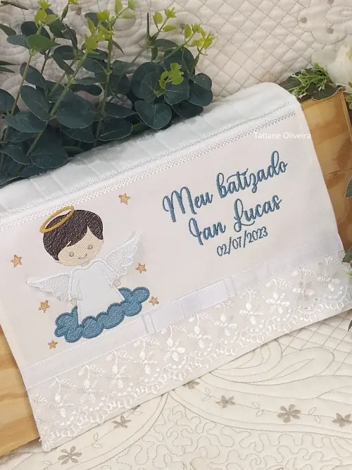 Toalha De Batizado Bordada - Toalha De Batizado Personalizada Com Nome E Data