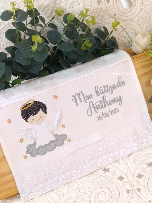 Toalha De Batizado Bordada - Toalha De Batizado Personalizada Com Nome E Data