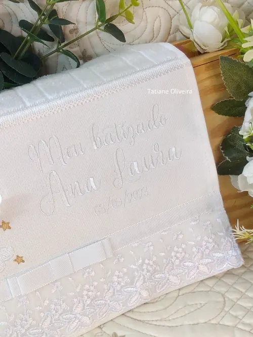 Toalha De Batizado Bordada - Toalha De Batizado Personalizada Com