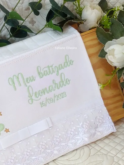 Toalha De Batizado Bordada - Toalha De Batizado Personalizada Com