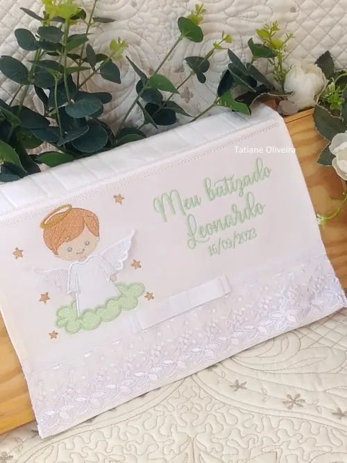Toalha De Batizado Bordada - Toalha De Batizado Personalizada Com Nome E Data