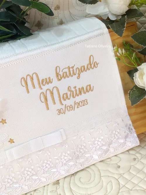 Toalha De Batizado Bordada - Toalha De Batizado Personalizada Com