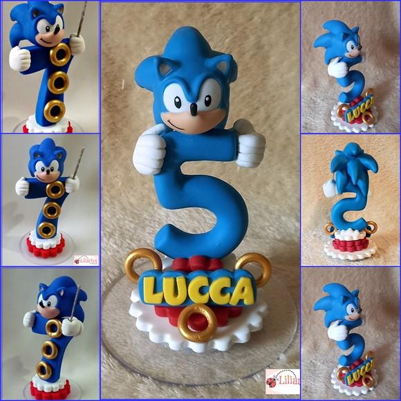Vela Temática Estilizada Sonic- 15 cm com Nome