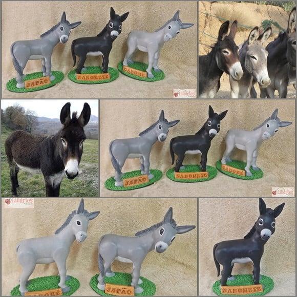 Escultura 20cm: Trio de Jegues Personalizados