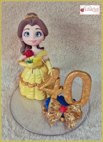 Princesa Bela Estilizada 16cm+vela Dois Numerais