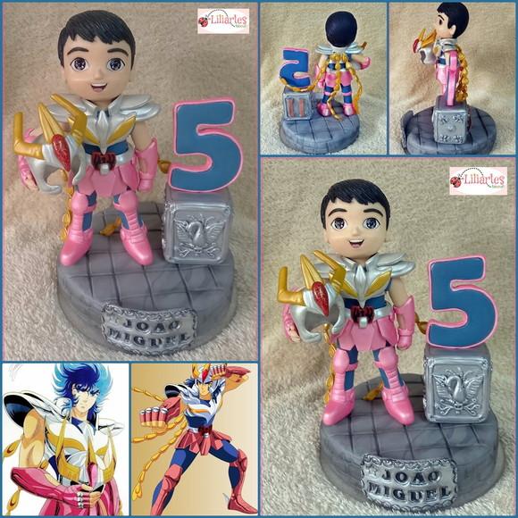Topo de Bolo Personalizado : Cavaleiros do Zodíaco 18cm