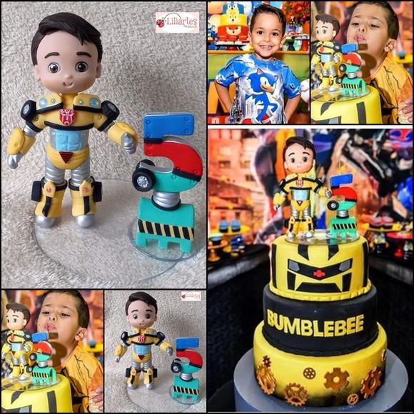 Topo De Bolo Boneco Aniversariante Transformers -20 Cm