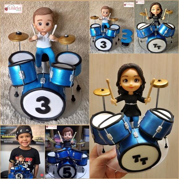 Bonequinho Aniversariante Baterista- 15cm