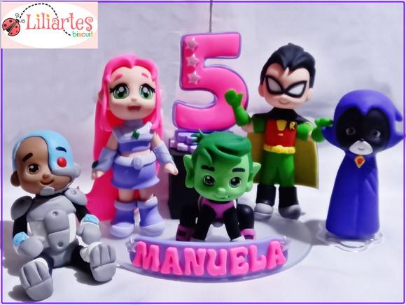 Topo de bolo Personalizado Jovens Titãs-M