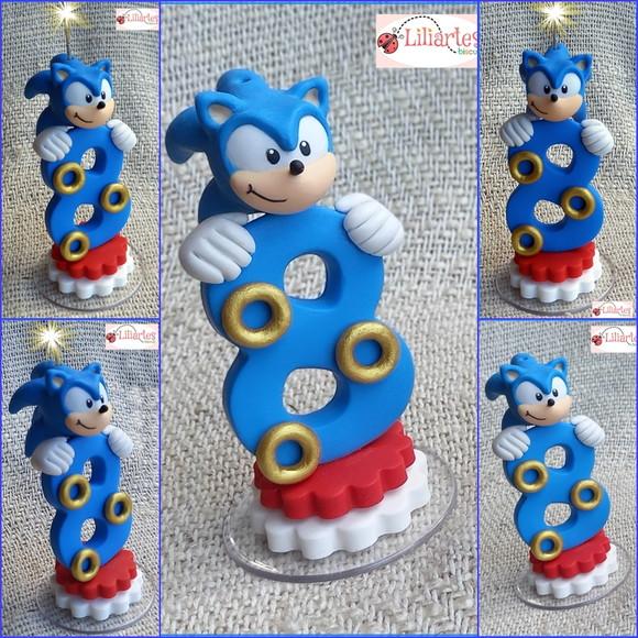 Vela Temática Estilizada Sonic- 13cm