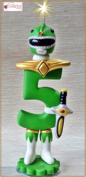 Vela Estilizada Power Ranger verde/ 14cm