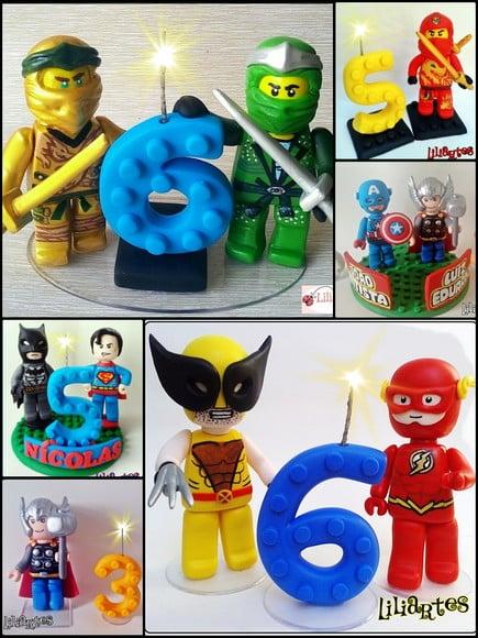 Topo de bolo 2 bonequinhos Ninjago 12cm