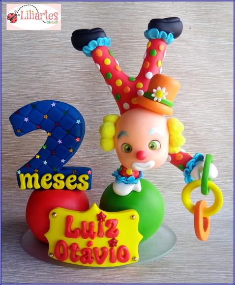 Topo de bolo Circo Mesversário 15cm