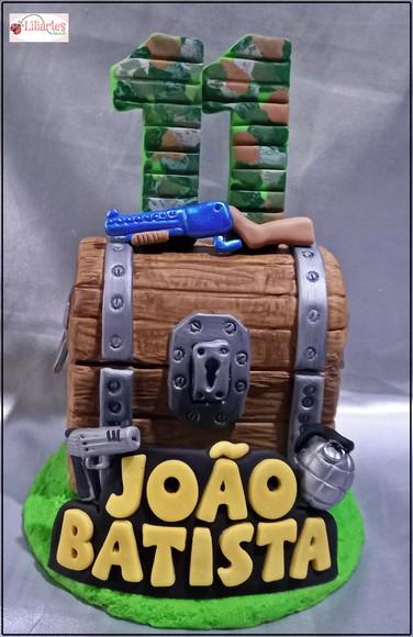 Topo de bolo Fortnite estilizado e personalizado
