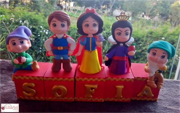 Kit 5 Cubos Decorados e Personalizados Branca de Neve