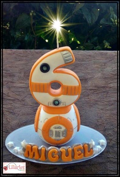 Vela Estilizada Bb8 Star Wars 16cm+nome