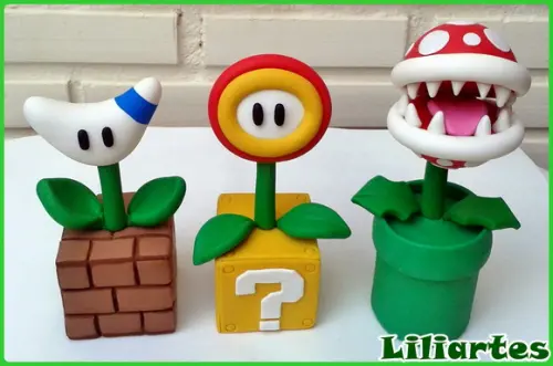 Flores-super Mario-enfeites de Mesa 20cm