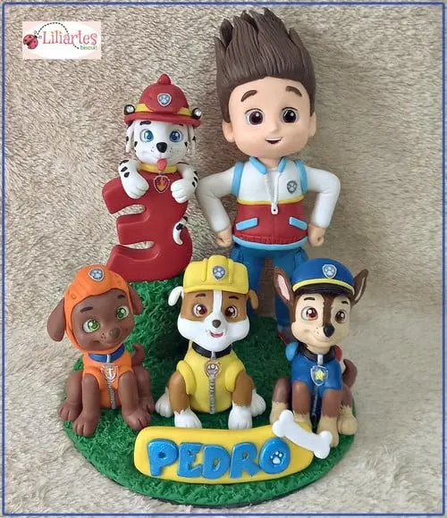 Enfeites Patrulha Cachorrinhos- Kit com 5 Personagens