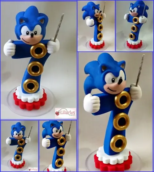 Vela Temática Estilizada Sonic- 13 cm