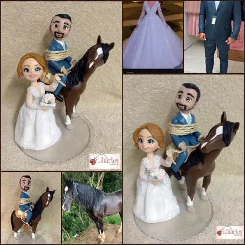 Noivinhos para Topo de Bolo c/ Cavalo