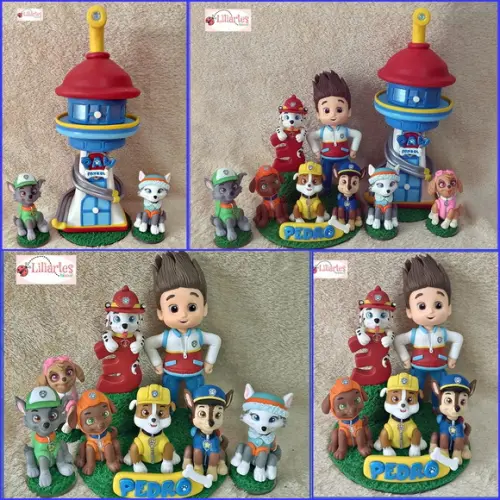 Kit Enfeites Patrulha Canina com Torre Farol 25cm