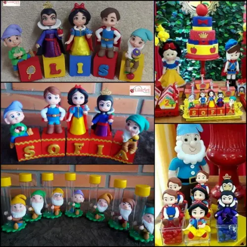 Kit 5 Cubos Decorados e Personalizados Branca de Neve